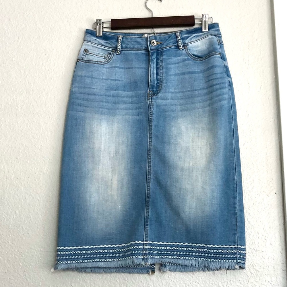 Classic Light Blue Denim Pencil Skirt
